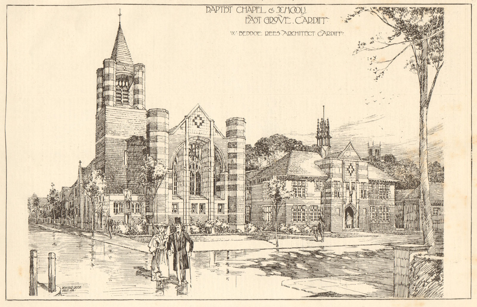 Baptist Chapel & Schools, East Grove, Cardiff, W. Beddoe Rees, Architect 1906